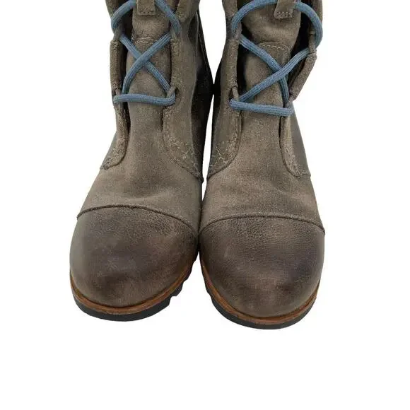 Sorel Cate the Great Size 8.5 Tall High Wedge Boots Brown Gray Waterproof - Picture 3 of 16